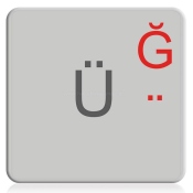 Türkische Tastaturaufkleber transparent, 14x14mm, Rot