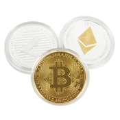 Collectible coins made of metal Bitcoin, Ethereum,...