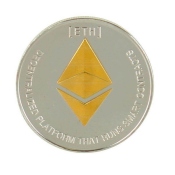 Ethereum (ETH) moneda de metal en plata y oro (plata real y chapado en oro real)