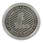 Litecoin (LTC) commemorative coin made of metal in silver...