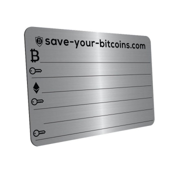 Metal plate for storing private keys (cryptocurrencies)