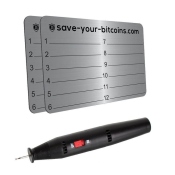 Hardware wallet seed phrase - Recovery Metal plate made of stainless steel, Kit with 2 plates + engraver