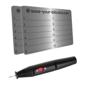 Hardware wallet seed phrase - Recovery Metal plate made of stainless steel, Kit with 2 plates + engraver