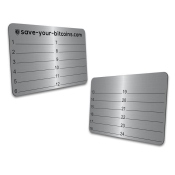 Hardware wallet seed phrase - Recovery Metal plate made of stainless steel, Kit with 2 plates + engraver