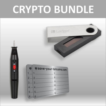 Bundle: Ledger Nano S + 2x piastra metallica del seed incl. incisore