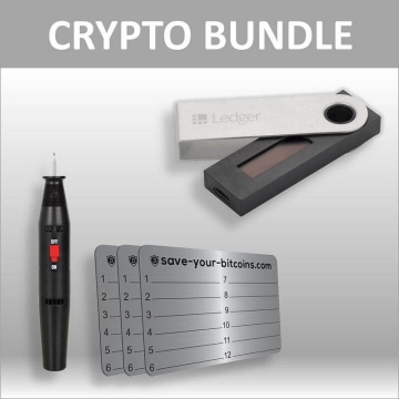 Bundle: Ledger Nano S + 3x piastra metallica del seed incl. incisore