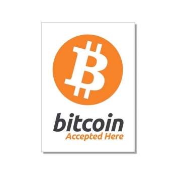 Etiqueta "Bitcoin accepted here" 74x105 mm paquete de 10