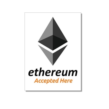 Adesivo "Ethereum accepted here" 74x105 mm confezione da 10