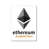 Autocollant "Ethereum accepted here" 74x105 mm...