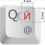 Russische Tastaturaufkleber transparent universal 5 x 6 mm, Rot